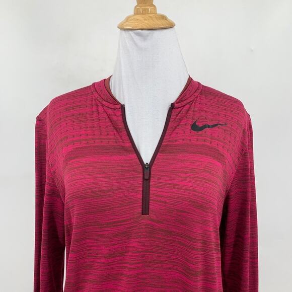 Nike Top Womens S Small Sangria Golf Zonal Cooling Half Zip Long Sleeve Wicking - Picture 3 of 11